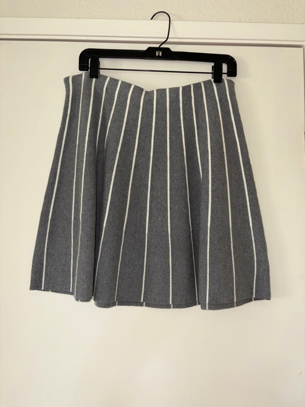 Cynthia Rowley Gray and White Vertical Stripe Skater Skirt